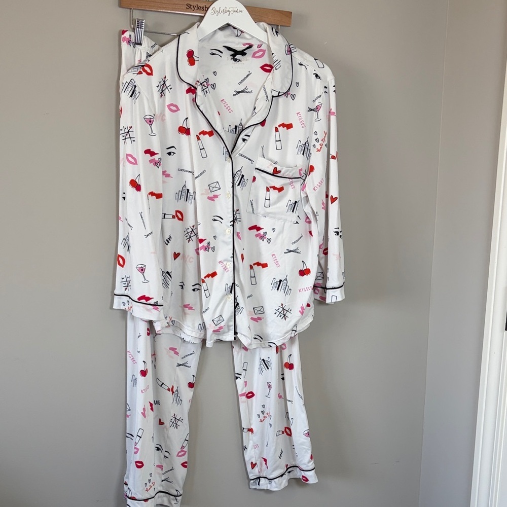 Kate Spade With Love Long PJ Set Pajamas Long Sleeve Long Pant Sz L - Picture 3 of 14